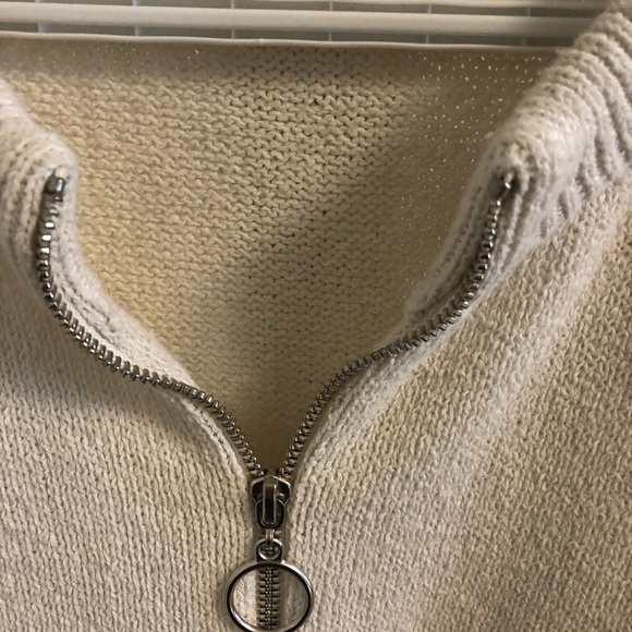 Cream sweater with crochet sleeves, wear as cardi or sweater, medium - Picture 6 of 6